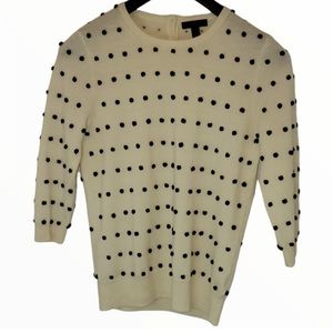 J. Crew 100% Merino Wool Swiss Dot Pom Pom Sweater Size Small